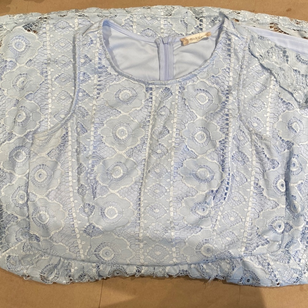 Altar’d state medium blue floral lace mini dress